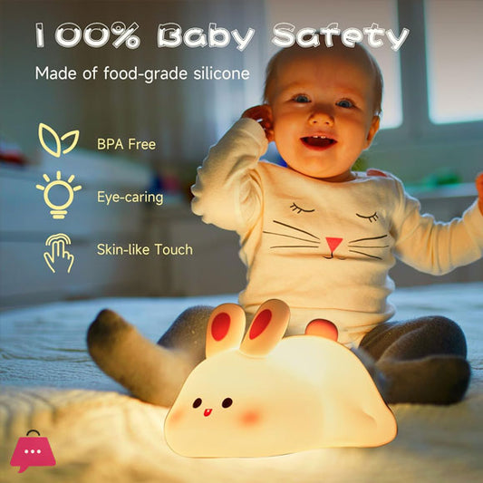 GlowBunny™ Rechargeable Silicone Night Lamp – Cute Touch Sensor Bunny Light for Kids & Bedrooms