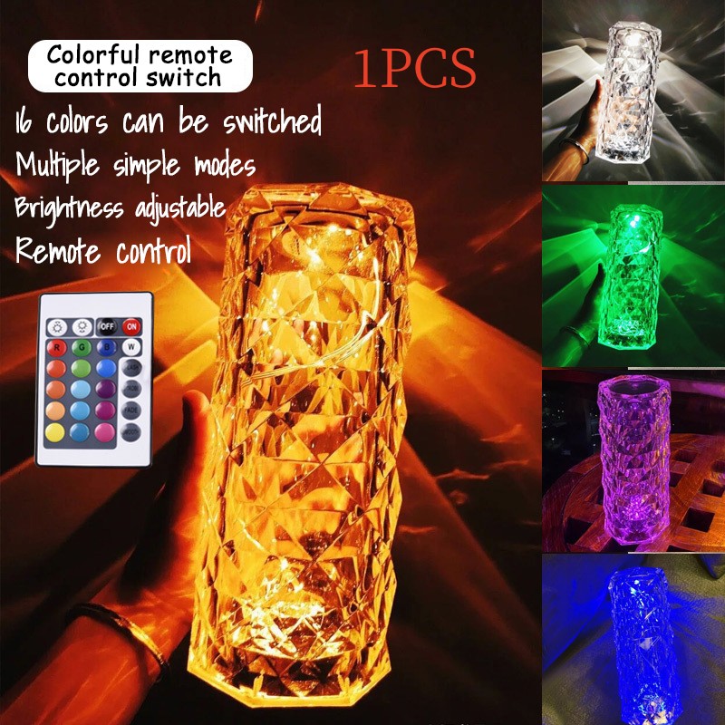 Romantic Rose Diamond LED Lamp – Luxury Bedroom & Gift Light.
