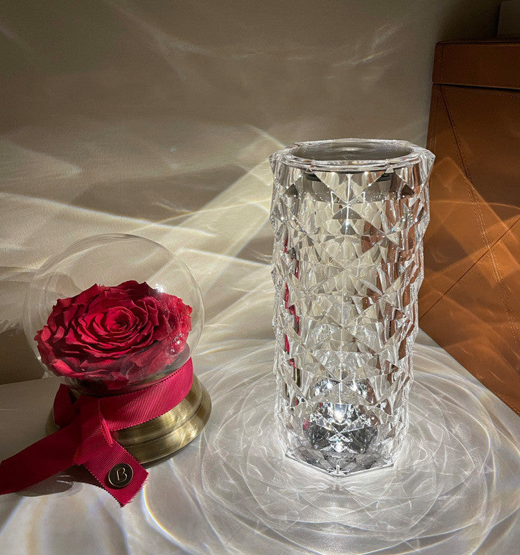 Romantic Rose Diamond LED Lamp – Luxury Bedroom & Gift Light.