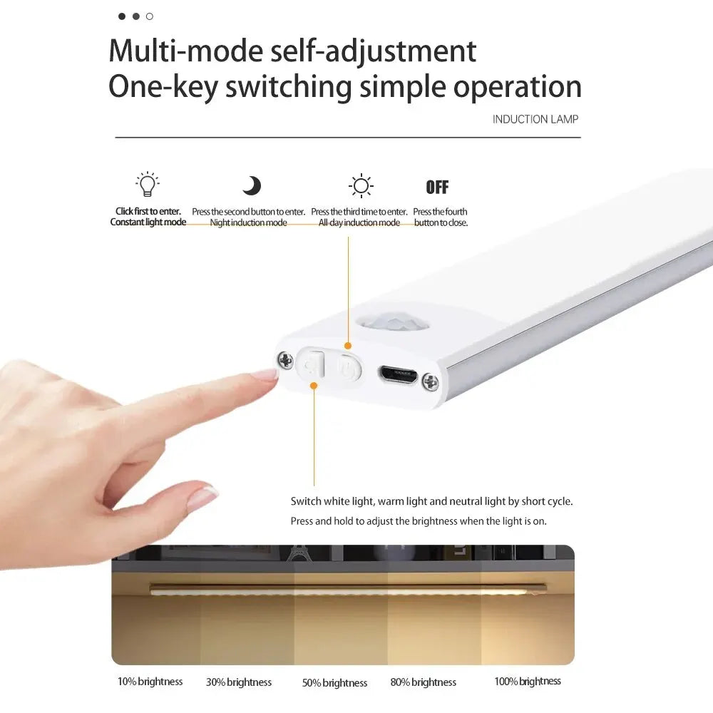 Smart Motion Sensor LED Cabinet Light – Rechargeable USB Type-C
